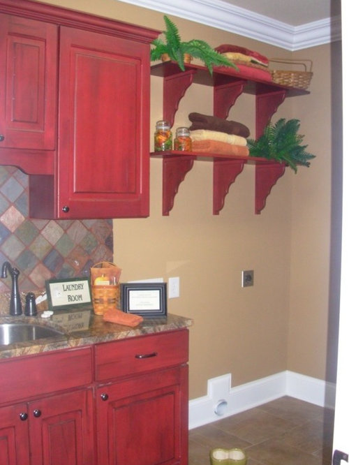 Red Laundry Room Home Design Ideas, Pictures, Remodel and Decor