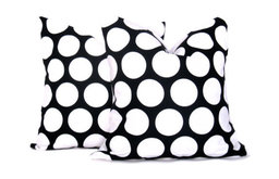 Polka Dot Pillows, Black With White Dots by Posh Street Pillows