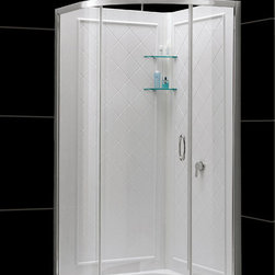 open space. The SlimLine shower base incorporates a low profile design 