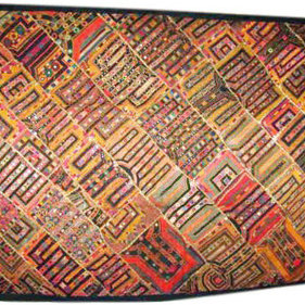 Mogul Interior - Consigned Handmade Tapestry Kuch Embriodry Wall Hanging - This is Antique We presents handicrafts handmade tapestry wall decorative embroidery Kuch banjara throw.