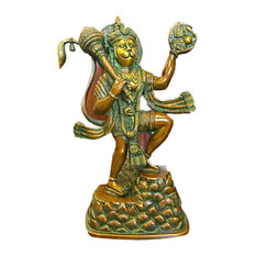 Mogul Interior - Spiritual Gift Indian Brass Statue Healing Hanuman - Decorative Objects And Figurines