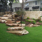 Hillside Planting Natural Stone Boulder Outcropping Traditional