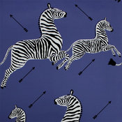 Scalamandre Zebras Wallpaper, Denim