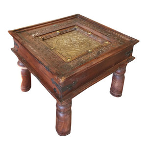 Mogul Interior - Consigned Antique Hand-Carved Brass Table - Coffee Tables