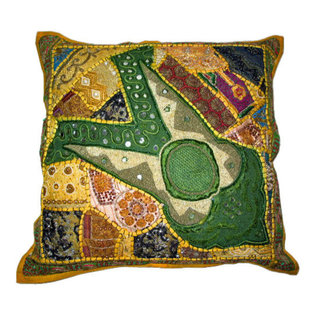 Mogul interior - 24" Decorative Cushion Cover Dazzling Sequin Moti Kundan - Cotton