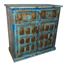 Mogul Interior - Consigned Buddha Carving Antique Media Console - Media Cabinets