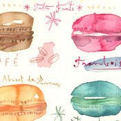 French macarons original watercolor painting by lucileskitchen