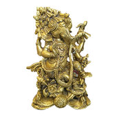 Mogul Interior - Hindu God Ganesh Statue Figurine Idol Ganesha Sculpture Meditation Gift - Decorative Objects And Figurines