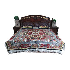 Mogul Interior - Mandala Indi Cotton Bedspreads Pillows Bohemian Decor Plus 2 Pillow Covers - Authentic hand block printed, hand loomed cotton bedspreads.Variation and color runs are an inherent part of the hand crafting process.