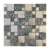 11.75"x11.75" French Pattern Stainless Steel Metal Mosaic Tile, Full Sheet