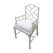 Charlotte Chippendale Dining Armchair, White Painted Finish
