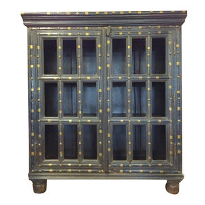 Mogul Interior - Antique Indian Cabinet Console Ox Cart Brass Overlay, Eclectic, Rare - The cabinet comes from India and is a 20th century vintage chest ,brought to you by MOGULINTERIOR Antique chest with beautiful aged patina in great condition