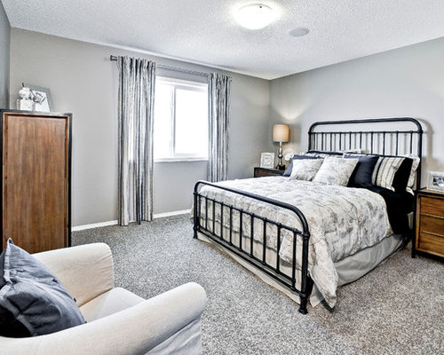 Medium Sized Bedroom Design Ideas, Renovations & Photos with Grey Walls