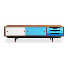 modern credenza mid century kardiel walnut theory midcentury storage drawers sideboard save