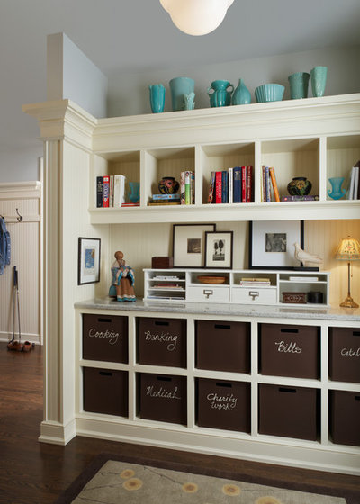 Traditional Home Office & Library by AMW Design Studio