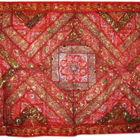 Mogul interior - Consigned Embroidered Tapestry Throw Boho Wall Hanging - Gorgeous Handmade vintage Tapestry Wall Hanging Made of Sari Patch.