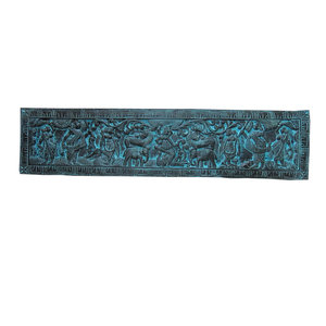 Mogul Interior - Antique Headborad- Carved Wood Wall Sculptures Dancing Kartikeya Patina Panel - Add special nook in your home with hand carved dancing kartikeya headbord Panel.