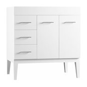 Ronbow 36" Venus Solid Wood Vanity Base Cabinet, White, Doors on Right