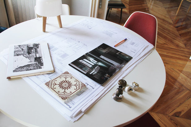Contemporary Home Office & Library by Karin & Sara