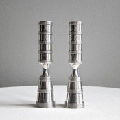 Pair of Dansk Silver-Plated Brass Candlesticks by Barking Sands Vintage