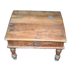 Mogul Interior - Consigned Solid Wooden Munim Chest From India - Wooden handmade munim chest made in solid wood