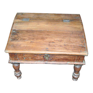 Mogul Interior - Consigned Solid Wooden Munim Chest From India - Wooden handmade munim chest made in solid wood