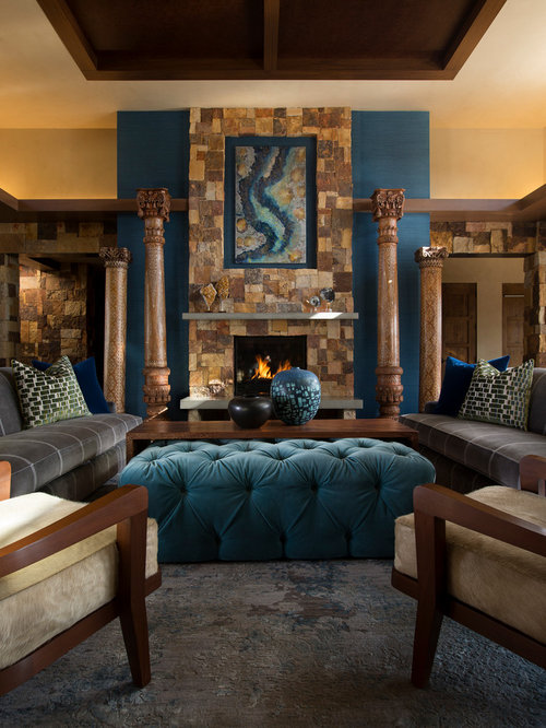 Living Room Design Ideas, Renovations & Photos with Slate Flooring and