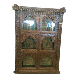 Mogulinterior - Consigned Indian Arched Mirror Frame Jharokha Wall Decor - Great addition to any collection.Can be used to frame an existing window or just hang it on a wall and transform the look of the interiors.Rustic with a warm patina Salvaged from Haveli in Jaipur this is a rare architectural piece that can be used creatively in adding a new dimension to your interiors.