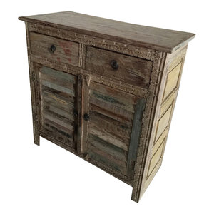 Mogul Interior - Antique Distressed Sideboard Dresser Buffet Indian Furniture Shabby Chic - The new cabinet comes from India and is constructed from 19 century vintage pieces