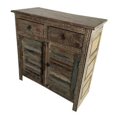 Mogul Interior - Consigned Antique Distressed Sideboard Dresser Buffet Indian Furniture - Dressers