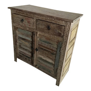 Mogul Interior - Consigned Antique Distressed Sideboard Dresser Buffet Indian Furniture - Dressers