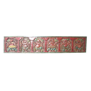 Mogul interior - Consigned Antique Hand Carved Headboard Panel Six Nritya Ganesha - This wooden Headboard is an indian piece of art for any wall decor and suitable for contemporary or traditional interiors.