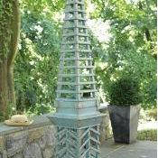 Antique Topiary Garden Obelisk in Green by The Well Appointed House