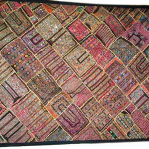 Mogul Interior - Sari Tapestry Handmade Vintage Patchwork Wall Hanging Throw - Hand made with vivid imagination Kutch tapestry/wall hangings are exotic creations and masterpieces, each absolutely unique in itself.