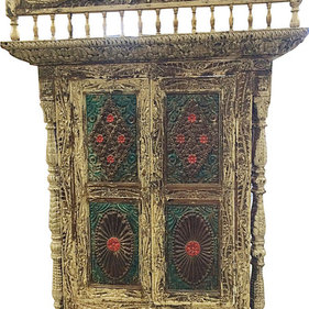 Mogul Interior - Consigned Terrace Window Rustic Reclaimed Indian Style Decor Jaipur Jharokha - Rich with history and detail these set of doors will accent beautifully any room.