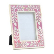 Floral Bone Inlay Picture Frame, Pink/White