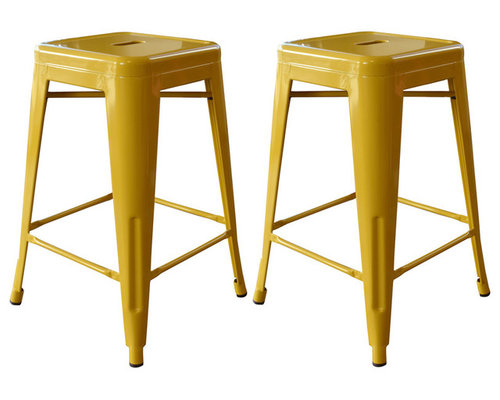 Bar Stool, Set of 2, Gold - These 24 Inch AmeriHome Metal Bar Stools ...