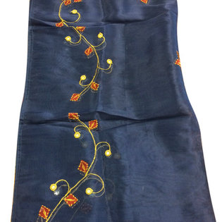 Mogul Interior - 2 Indian Sari Sheer Organza Curtains Star Burst Blue Mirror Embroidered Window P - Vibrant & stunning decor with our mirror embroidery coral organza sari curtains, add delicate sheer style to your windows.