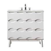 Solid Wood Sink Vanity With Artificial Stone Top, 36"