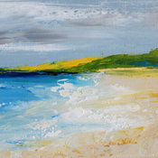 Abstract Seascape 'Embleton Bay' Acrylic Painting by Sally Kelly