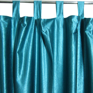 Mogul Interior - 2 India Silk Sari Curtain Teal Blue Tab Top Drapes Panel - Indian silk sari Curtain window drape Panels are not lined the perfect choice for your color matching bedroom decor, light, drapes with peasant look.