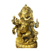 Mogul Interior - Dancing Ganesha Brass Statue Home Decor Collectible Hinduism Sculpture Idol 10.5 - Decorative Objects And Figurines