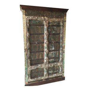 Mogulinterior - CONSIGNED Indian Antique Almirah Rustic Teak Cabinet Furniture From India - The cabinet comes from India and is built with 19 century vintage pieces.