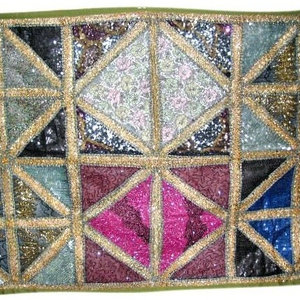 Mogul Interior - Bollywood Decor Tapestry, Vintage Sari Wall Hanging, Sequin Beaded Tapestry - Excelent hand made tapestry with sequin embroidery gives a special touch to your home.