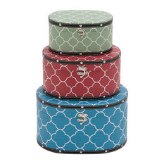 Benzara Modern Multicolored Attractive Patterned Wood Vinyl Box Benzara Modern Multicolored Attractive Patterned Wood Vinyl Box