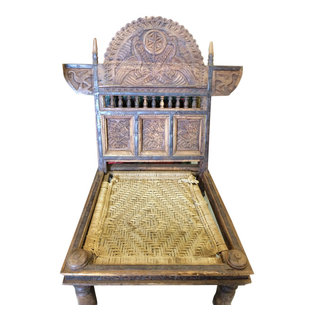 Mogul Interior - Consigned Tribal Rope Chairs Rajasthani - *Indian home Furniture Beautiful peacock carving wooden chairs,living room chair,solid wood dining chairs a cozy piece of outdoor furniture, a comfortable rest upon for enjoying your outdoor spaces.