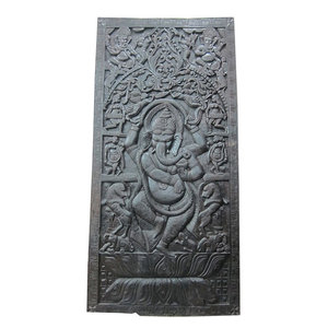 Ganesha Carved Wood Wall Panels India Door - http://www.mogulinterior.com/antique-door-dancing-ganesha-themed-teak-wood-carved-panel.html