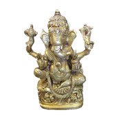 Mogul Interior.com - Ganesha Statue Spiritual Indian Art Sculpture Hindu Decor Brass Figurine 6.5" - Decorative Objects And Figurines