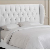 Tufted Wingback Upholstered Headboard, Velvet White