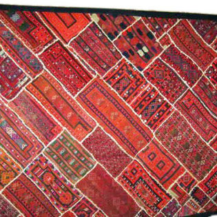 Mogul Interior - Consigned Folk Banjara Embroidered Throw Kuch Red Tapestry - We presents handicrafts handmade tapestry wall decorative embroidery Kuch banjara throw